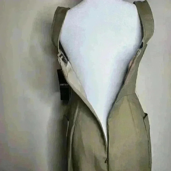 Chetta B women's tan sleevless sheath dress size 4 - Picture 8 of 11